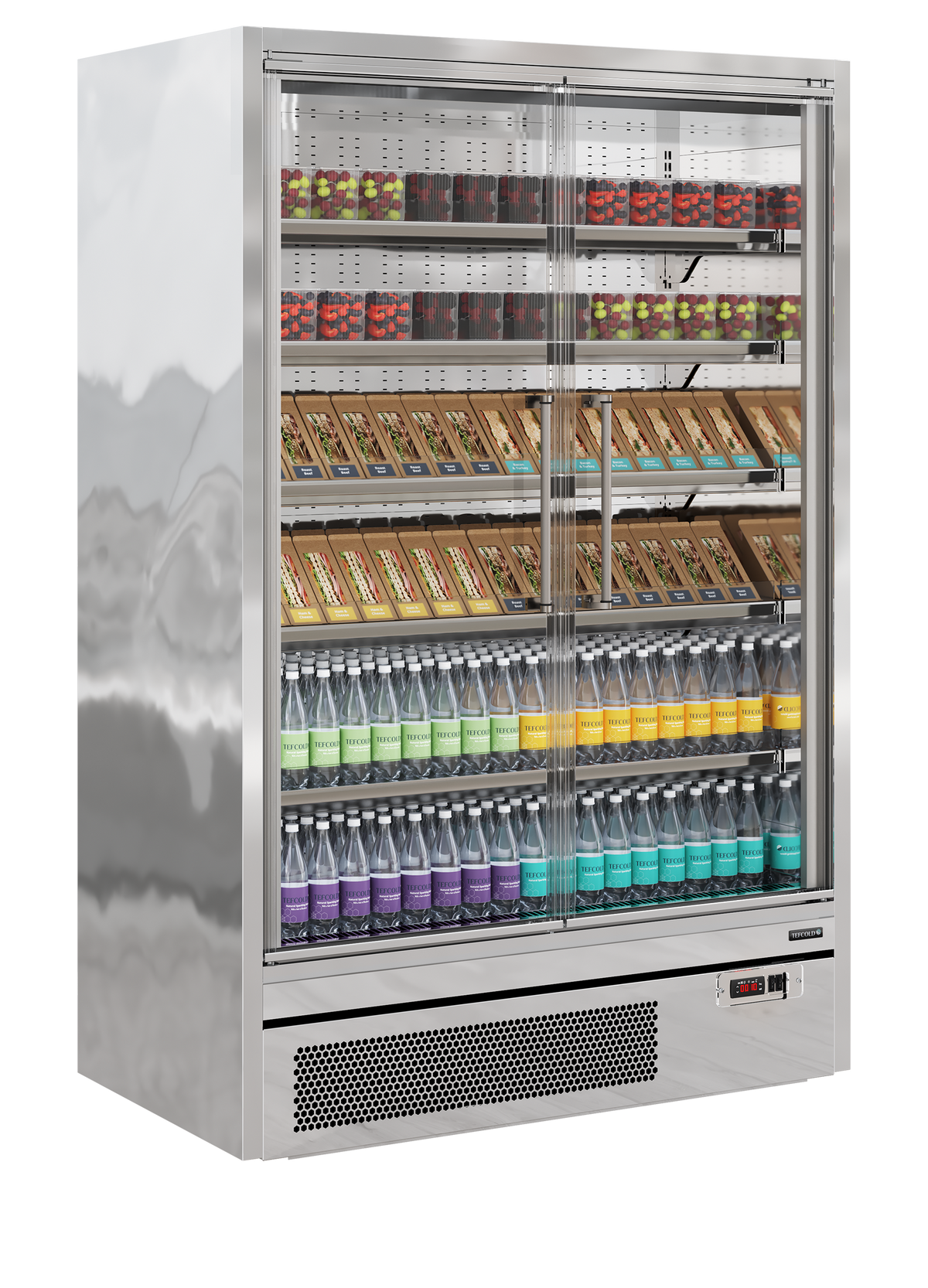 Tefcold Multideck with Doors 629L, 2-Door Glass, -1 to +5°C – Galaxy+ GP14FGD SS