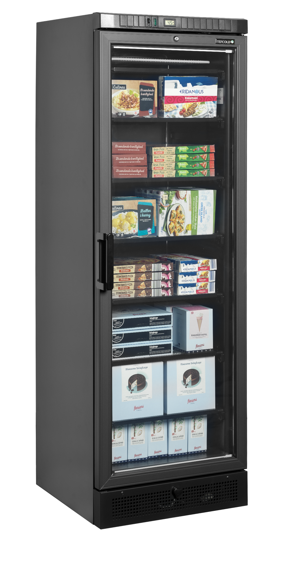 Tefcold Glass Door Display Freezer 270L, Glass Door, -23 to -18°C – UFSC371G Black