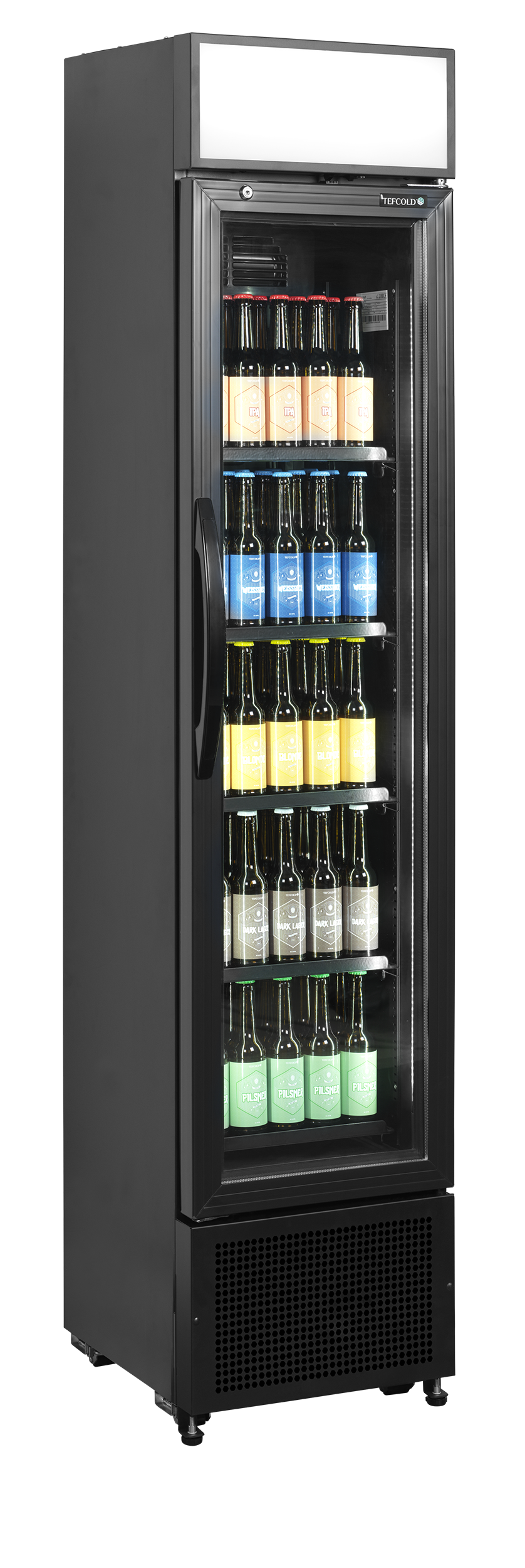 Tefcold Slimline Glass Door Merchandiser 116L, Glass Door, +2 to +12°C – FSC175H BLACK