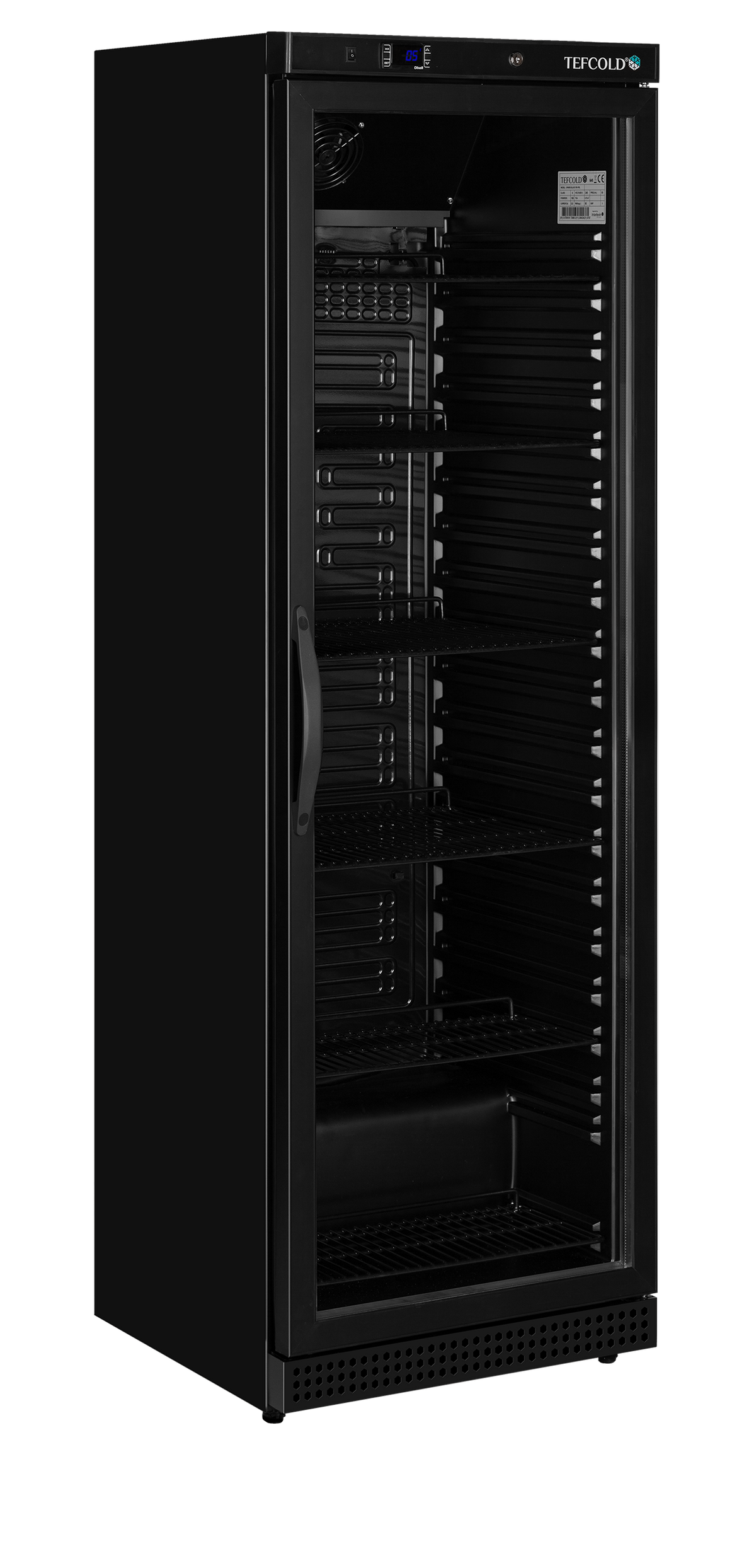 Tefcold Glass Door Merchandiser 350L, Glass Door, +2 to +10°C – UR400G BLACK