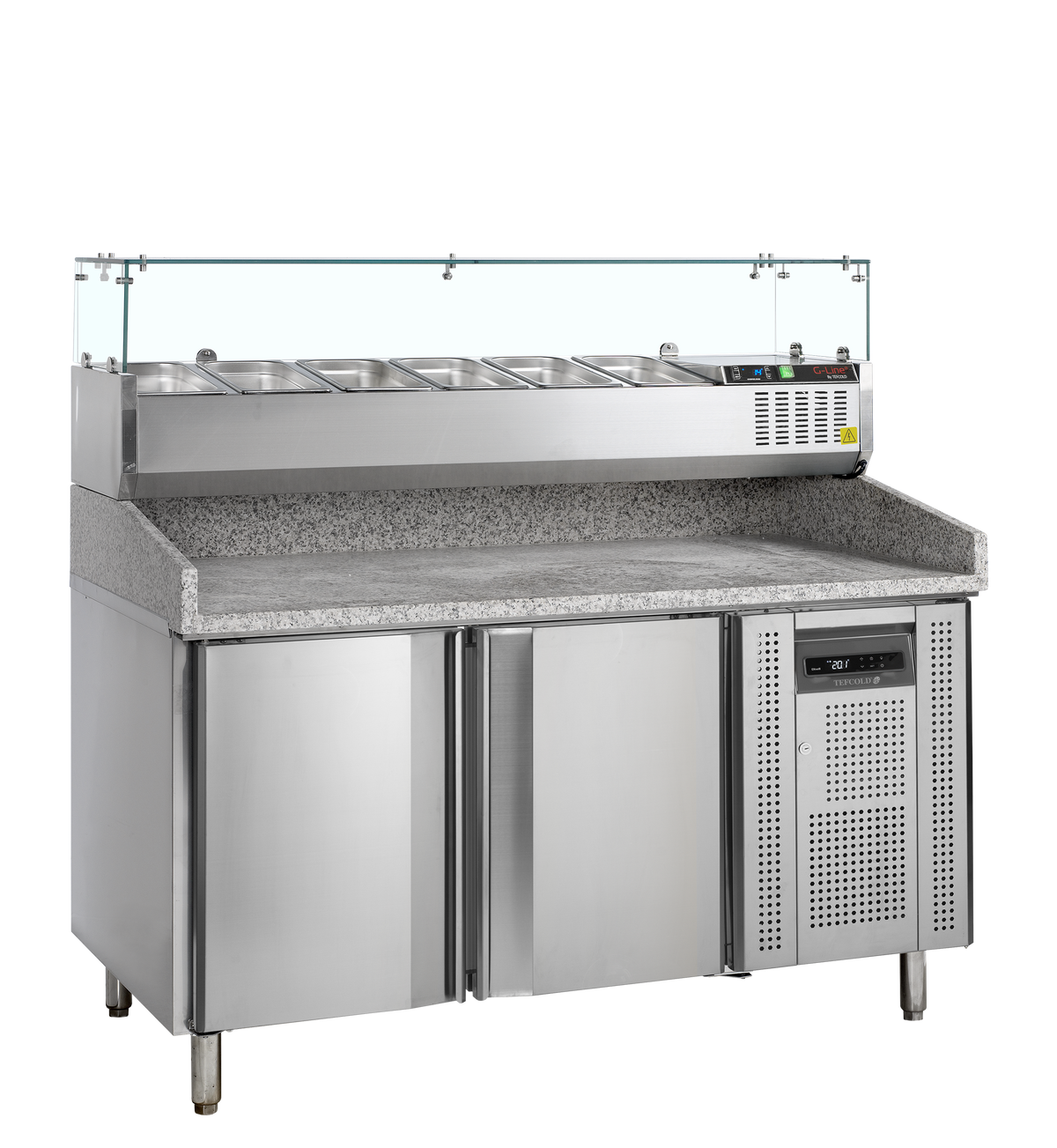 Tefcold Pizza Table with Topping Unit +2 to +10°C – PT1200 + GVC38-150