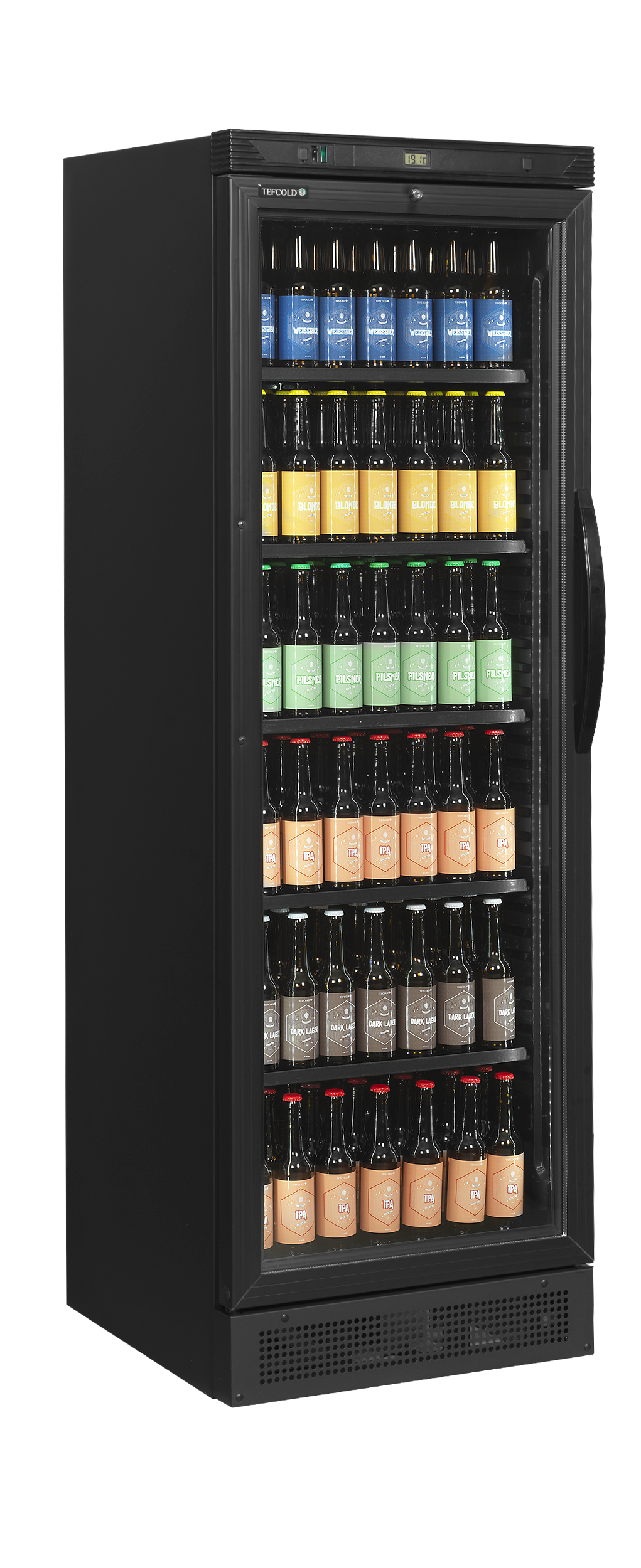 Tefcold Glass Door Merchandiser 219L, Glass Door, +2 to +12°C – CEV425 BLACK L/H