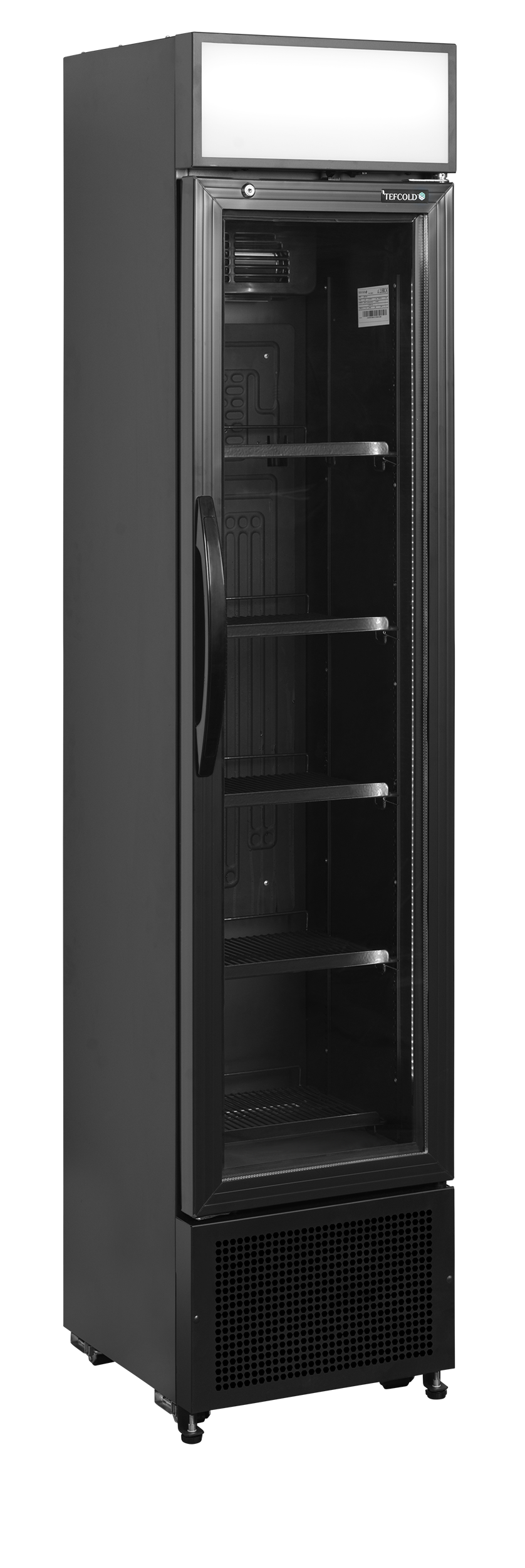 Tefcold Slimline Glass Door Merchandiser 116L, Glass Door, +2 to +12°C – FSC175H BLACK