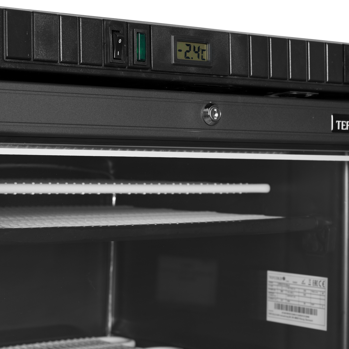 Tefcold Glass Door Display Freezer 270L, Glass Door, -23 to -18°C – UFSC371G Black