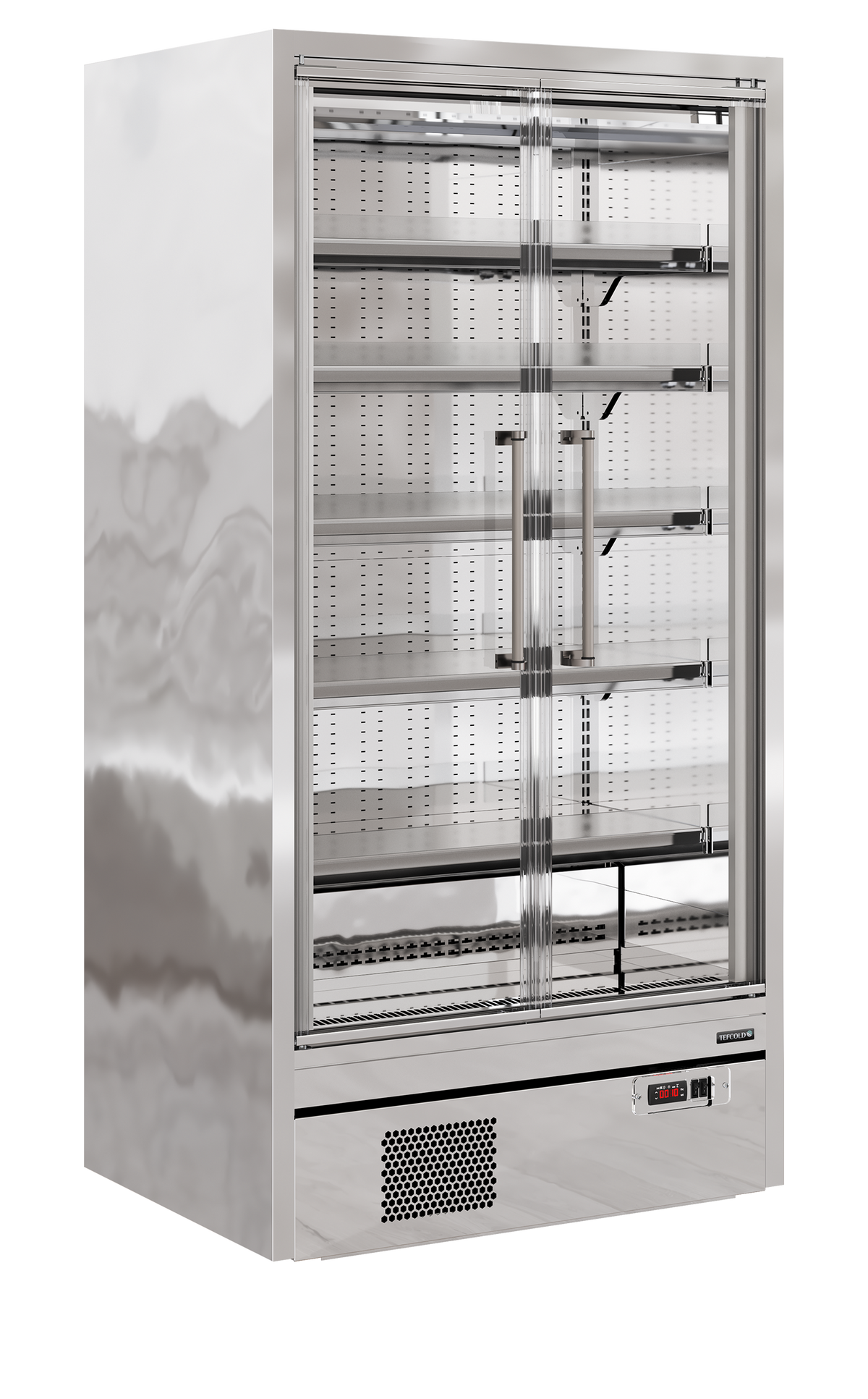 Tefcold Multideck with Doors 472L, 2-Door Glass, -1 to +5°C – Galaxy+ GP10FGD SS