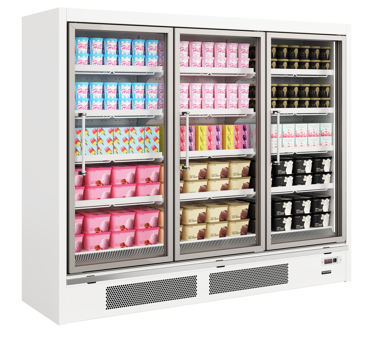 Tefcold Glass Door Freezer 1300L, 3-Door Glass, -21 to -18°C – Galaxy+ GPF3D White