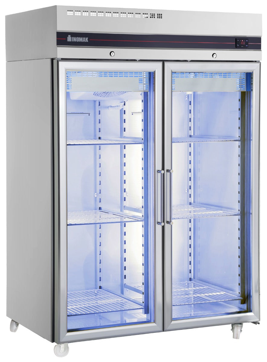 Upright Double Hinged Glass Door Heavy Duty Refrigerator