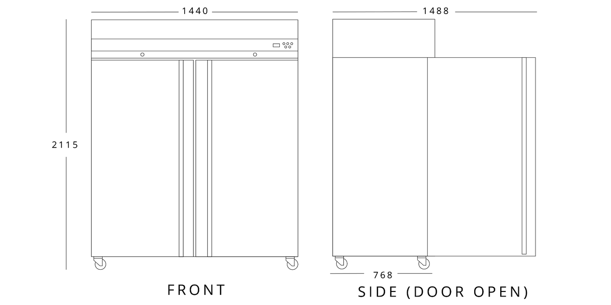 Slim Upright Double Hinged Door Heavy Duty Refrigerator