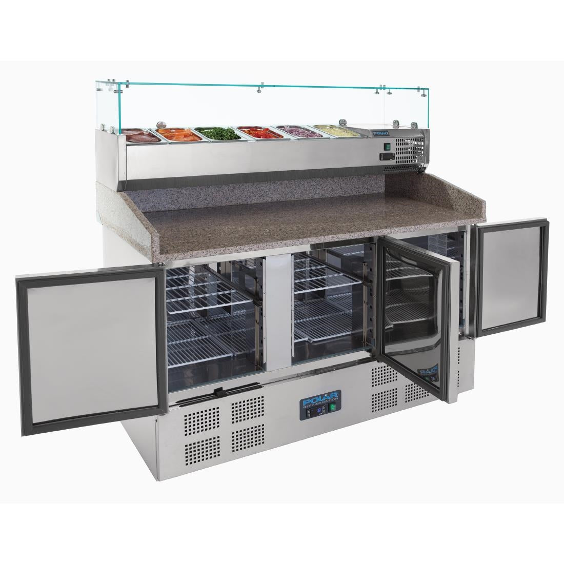 Polar G-Series Pizza Prep Counter Fridge with Topper 368Ltr