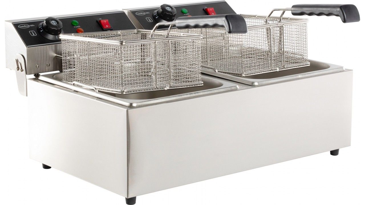 Elevate Your Cooking with the Combisteel Twin Tank Electric Countertop Fryer - 2 x 6 Liters of Frying Perfection