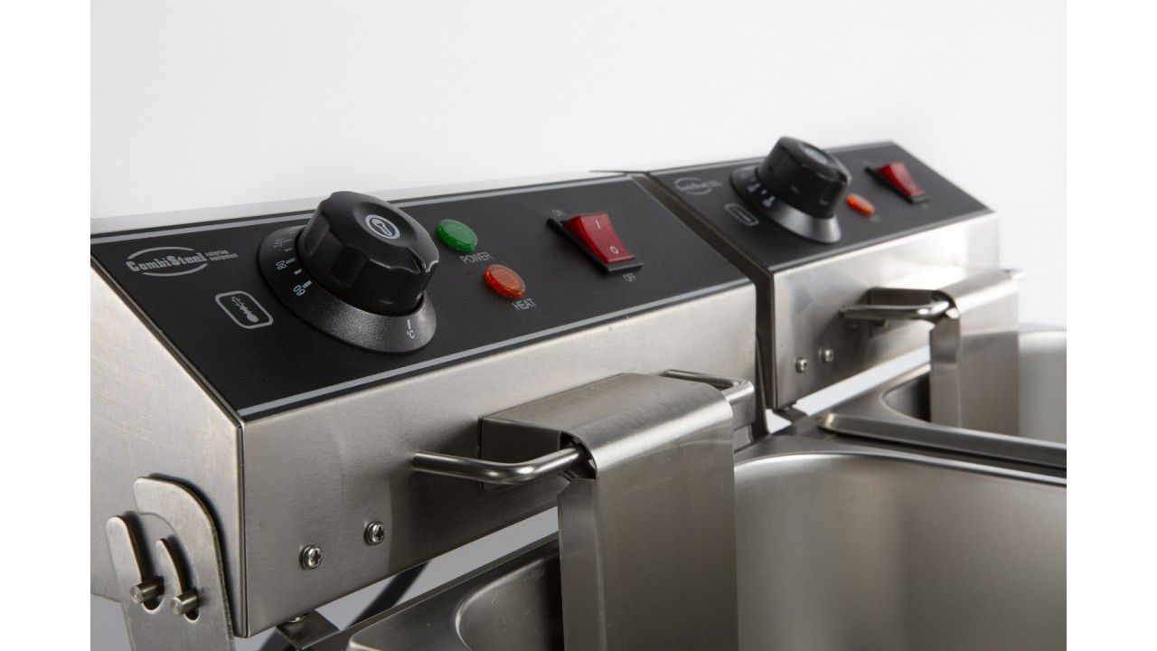Elevate Your Cooking with the Combisteel Twin Tank Electric Countertop Fryer - 2 x 6 Liters of Frying Perfection