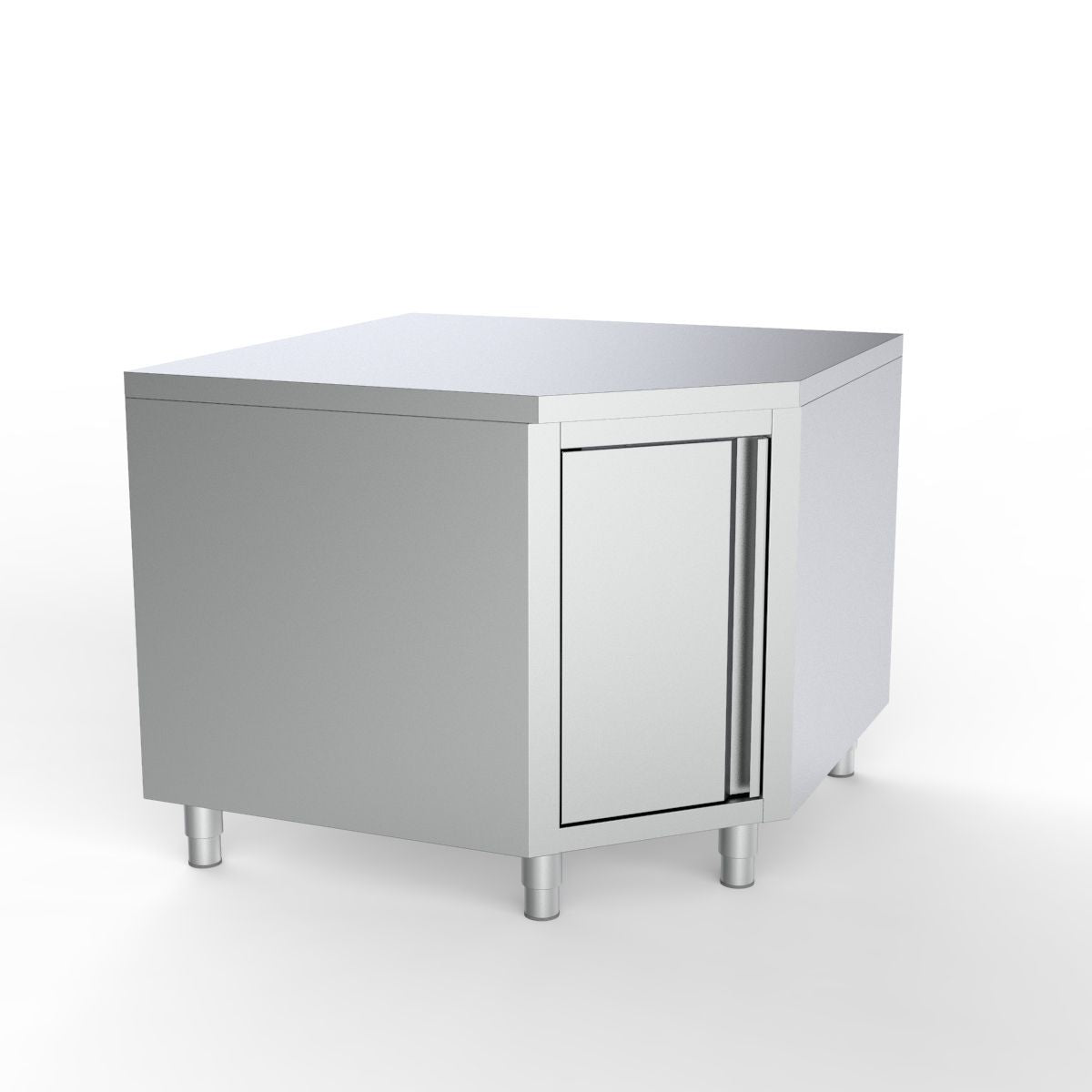Premium 430 Stainless Steel Corner Worktable with Door - 1000mm x 1000mm - Combisteel 7333.0290