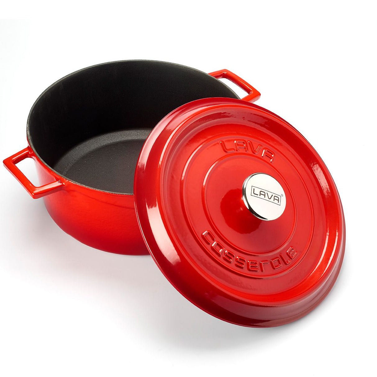 Vibrant Red 24cm Combisteel Lava Cast Iron Casserole Pan - Perfect for Delicious Meals