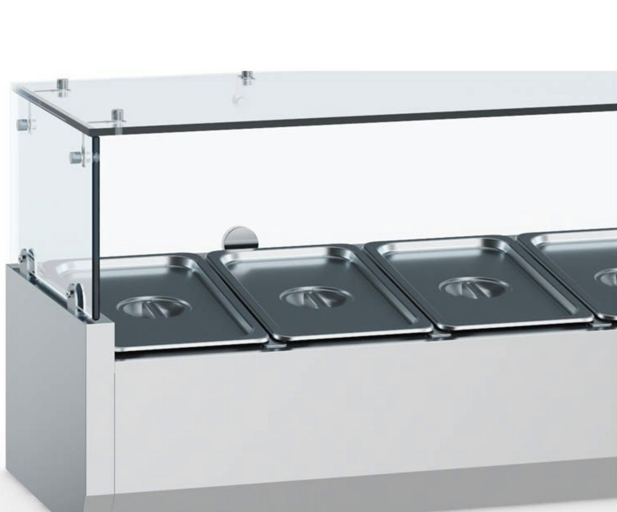 Sleek Glass-Encased Combisteel Refrigerated Topping Station - 10 x 1/4GN Compartments - Model 7950.5123