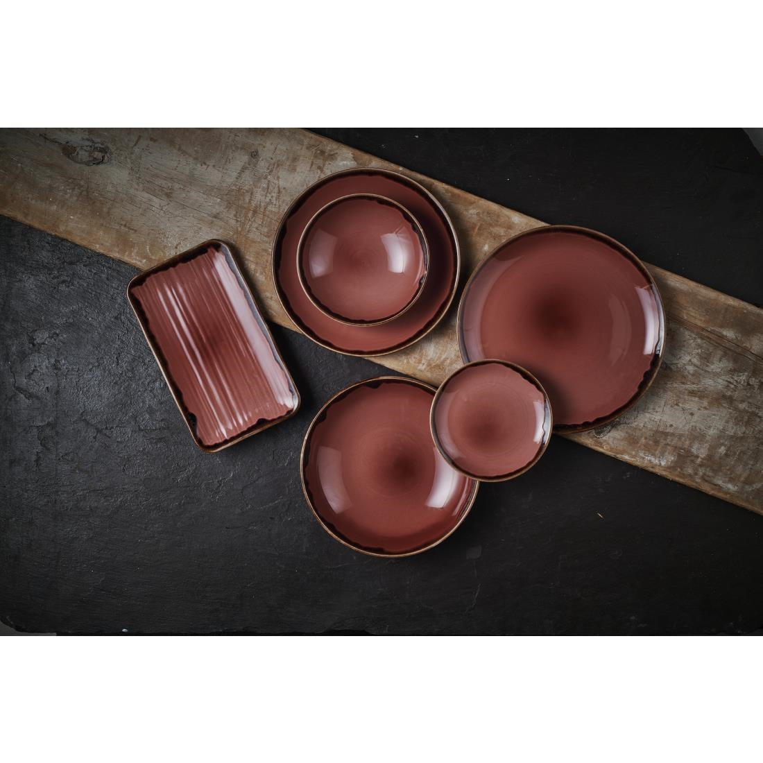 Dudson Harvest Plum Organic Rectangular Plates 270x160mm (12 Pack)