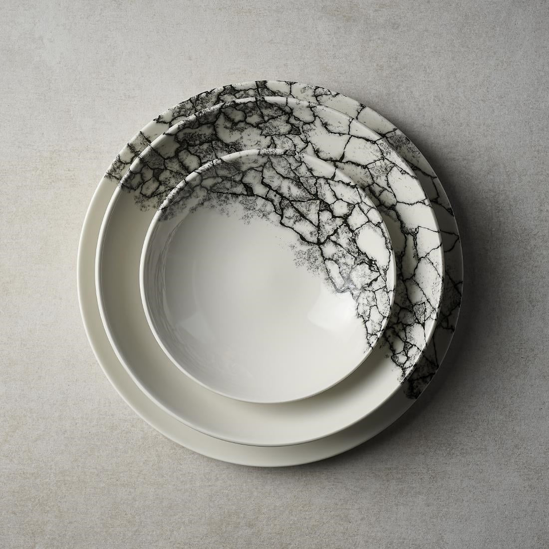 Churchill Kintsugi Accents Quartz Black Evolve Coupe Plates 288mm (12 Pack)