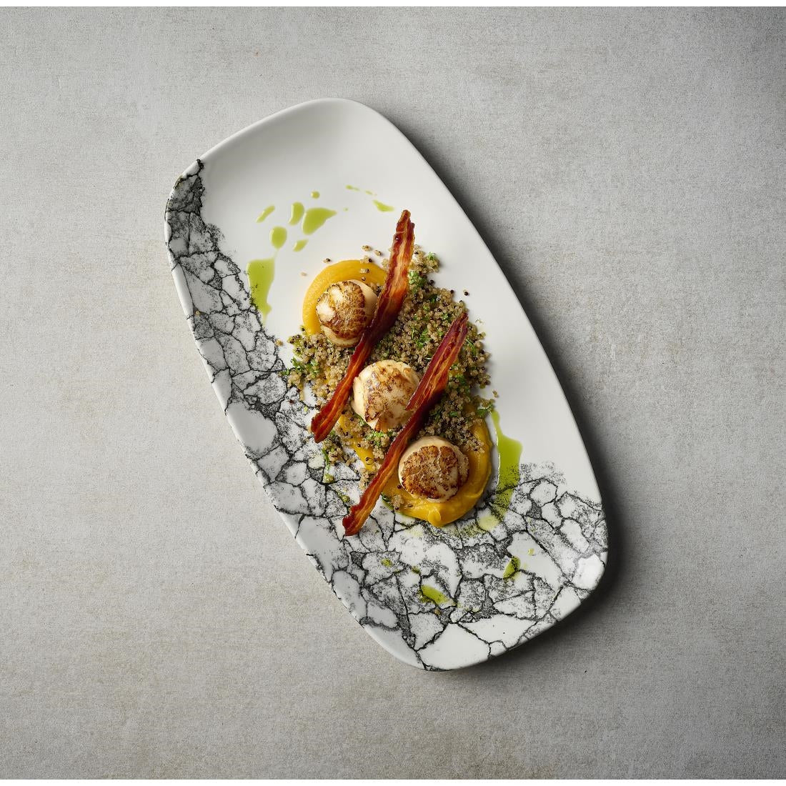 Churchill Kintsugi Accents Chefs Oblong Plates Quartz Black 355x189mm (6 Pack)