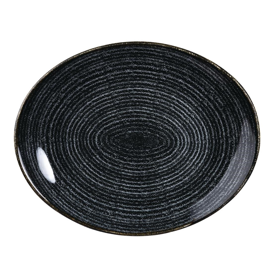 Churchill Studio Prints Homespun Charcoal Black Large Oval Coupe Plates 270 x 299mm (12 Pack)