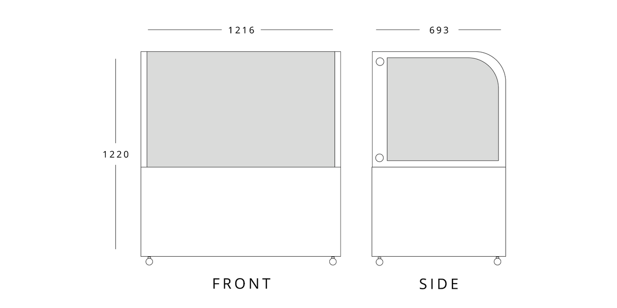 1.2m Curved Glass Low Height Merchandiser