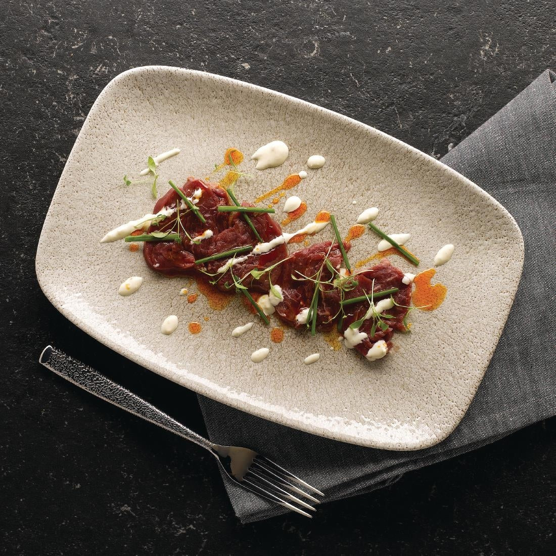Churchill Raku Oblong Chef Plates Agate Grey 157 x 237mm (12 Pack)