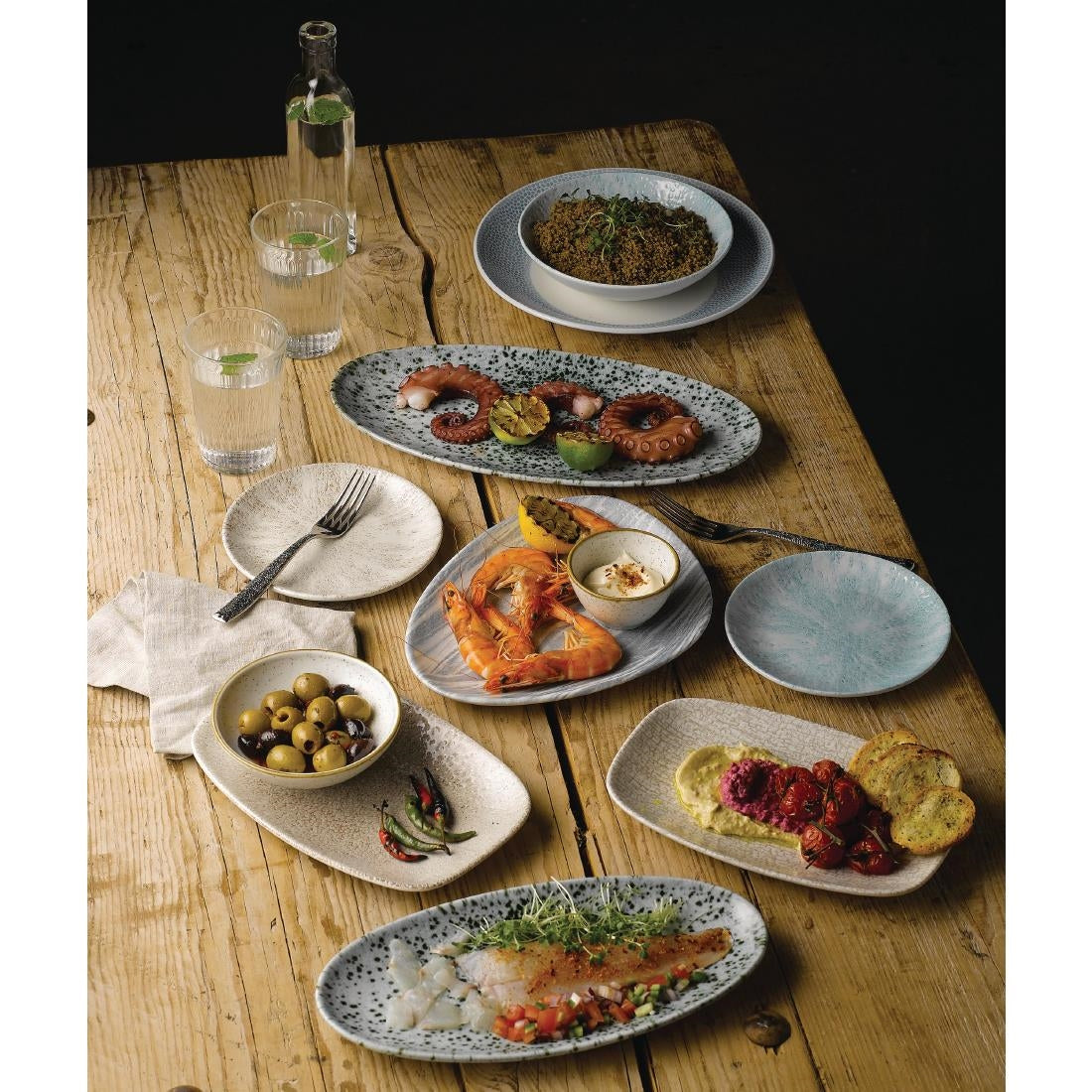 Churchill Raku Oblong Chef Plates Agate Grey 202 x 261mm (12 Pack)