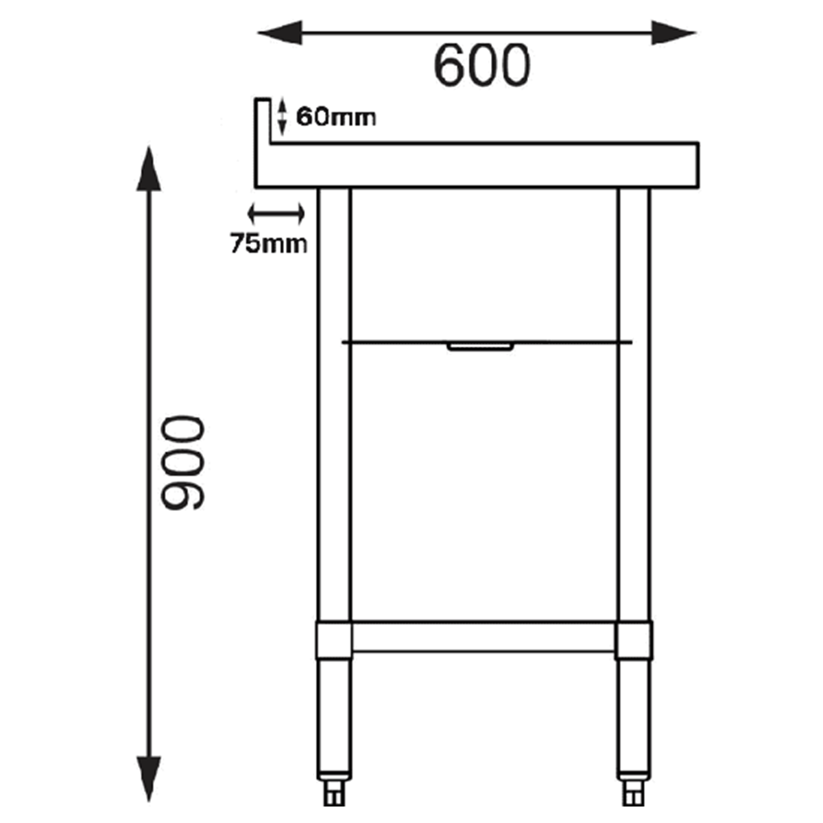 Double Bowl Commercial Sink For Dishwasher- 1800x650x900mm Right/Left Hand Drainer