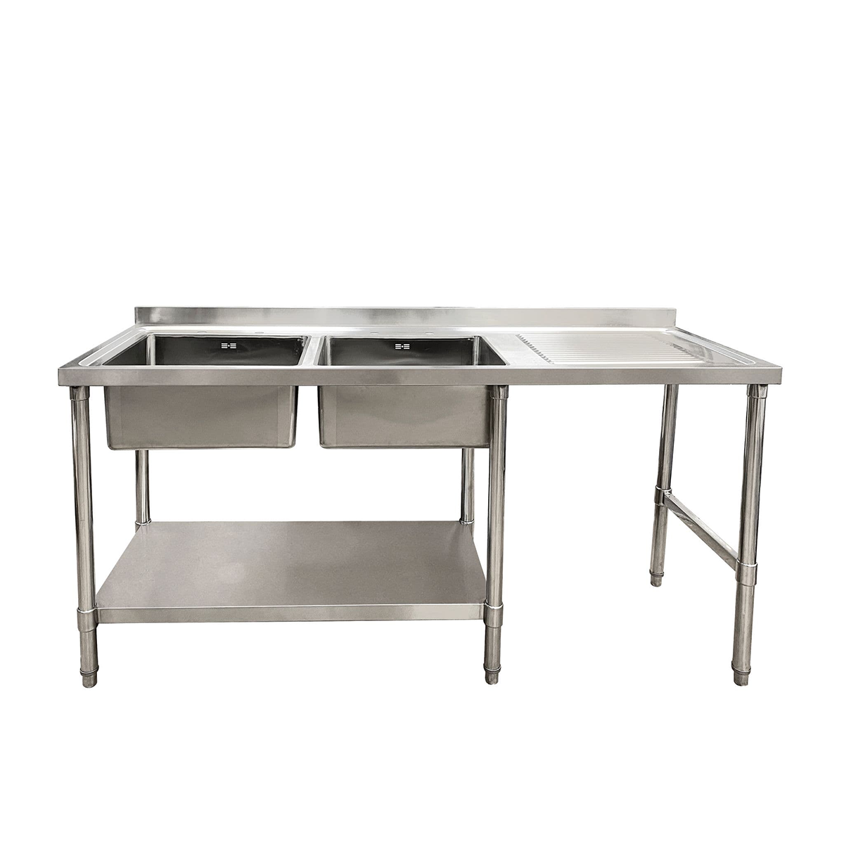 Double Bowl Commercial Sink For Dishwasher- 1800x650x900mm Right/Left Hand Drainer