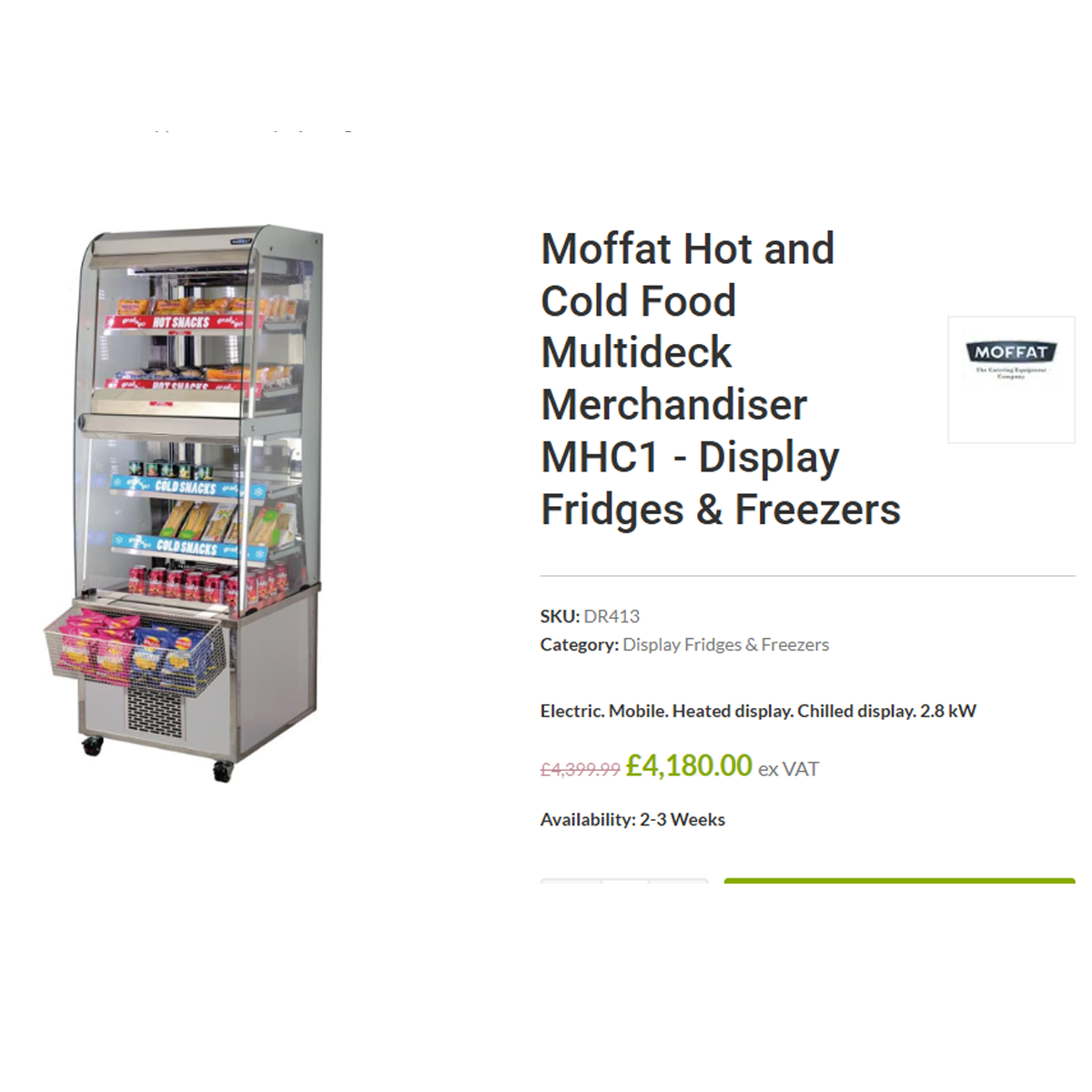 Food Display Multideck with front basket 65x68x182cm - B Grade