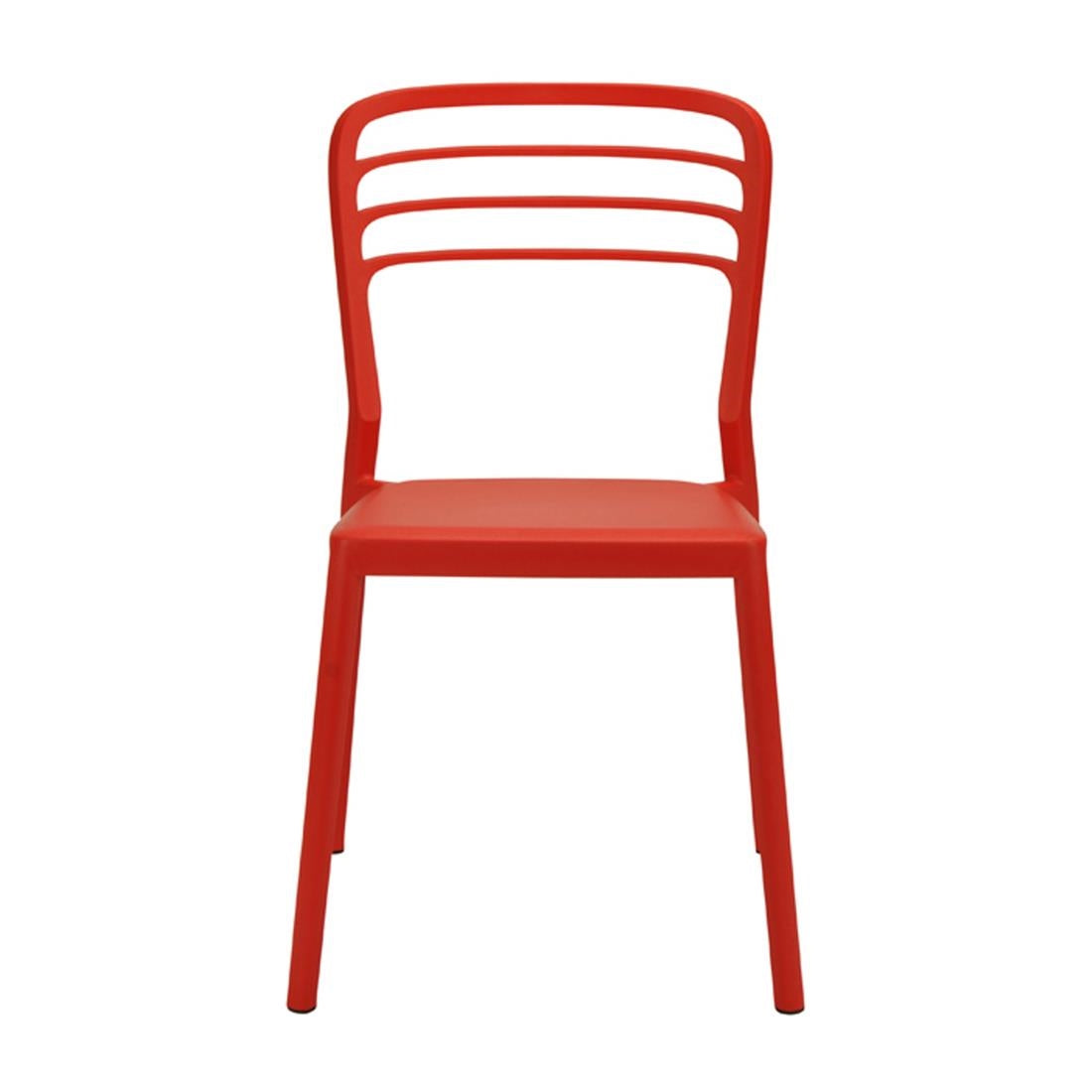 Newquay Ocean Plastic Outdoor Chairs Red (4 Pack)