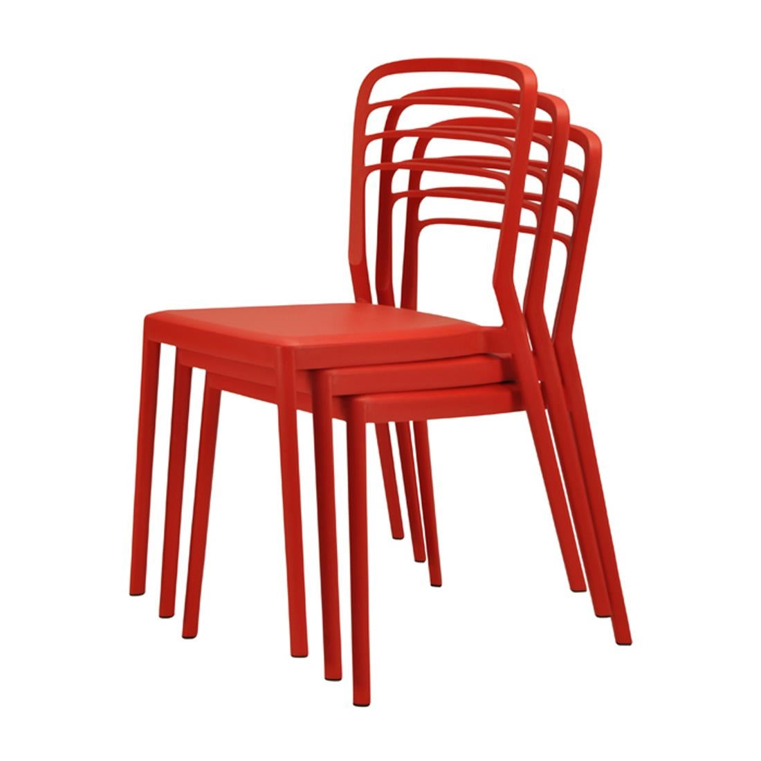 Newquay Ocean Plastic Outdoor Chairs Red (4 Pack)