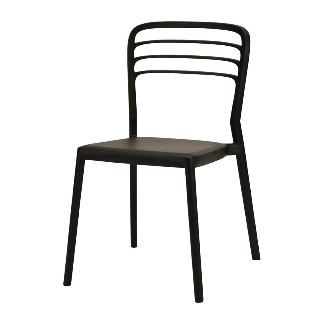 Newquay Ocean Plastic Outdoor Chairs Black (4 Pack)