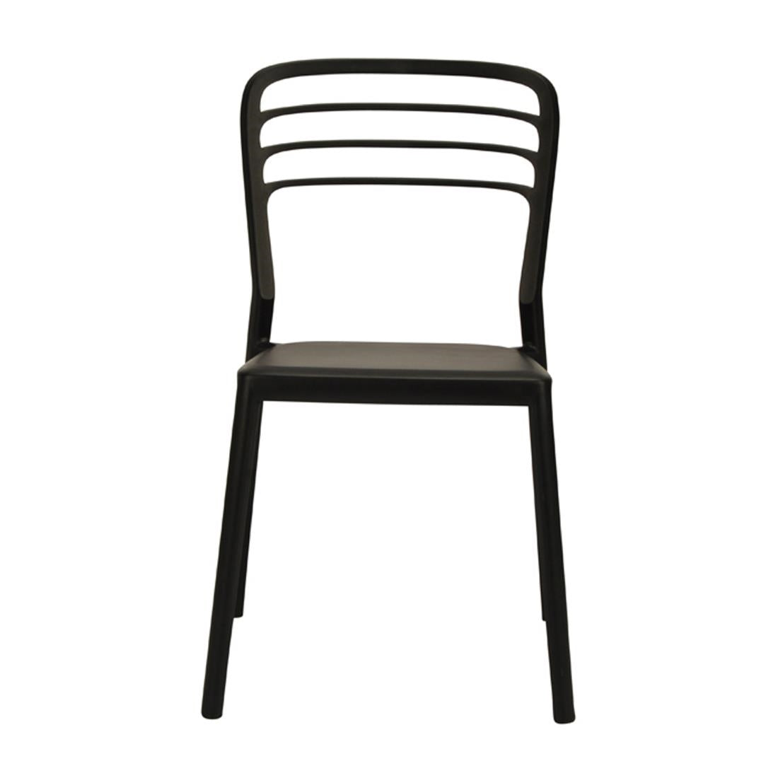 Newquay Ocean Plastic Outdoor Chairs Black (4 Pack)