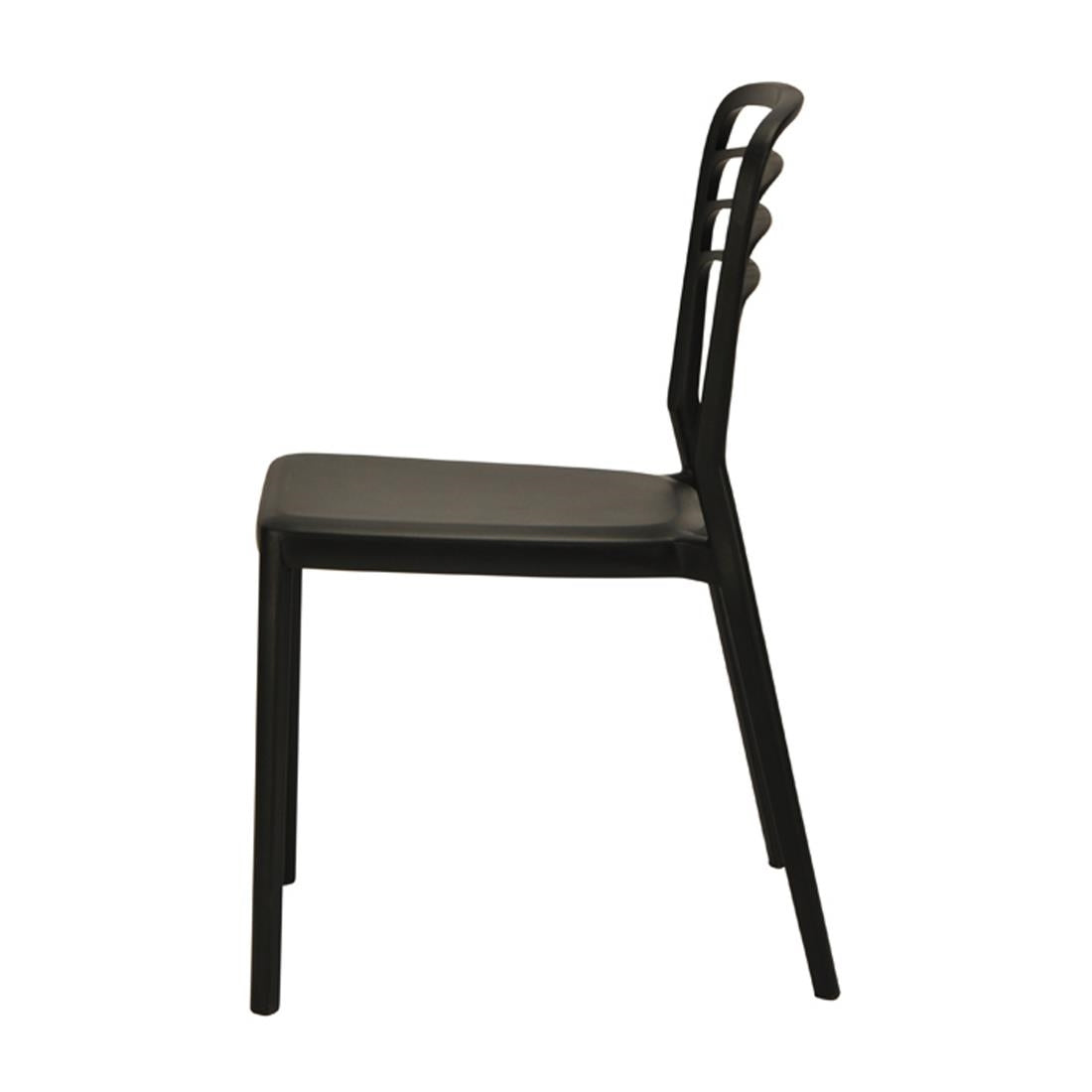 Newquay Ocean Plastic Outdoor Chairs Black (4 Pack)