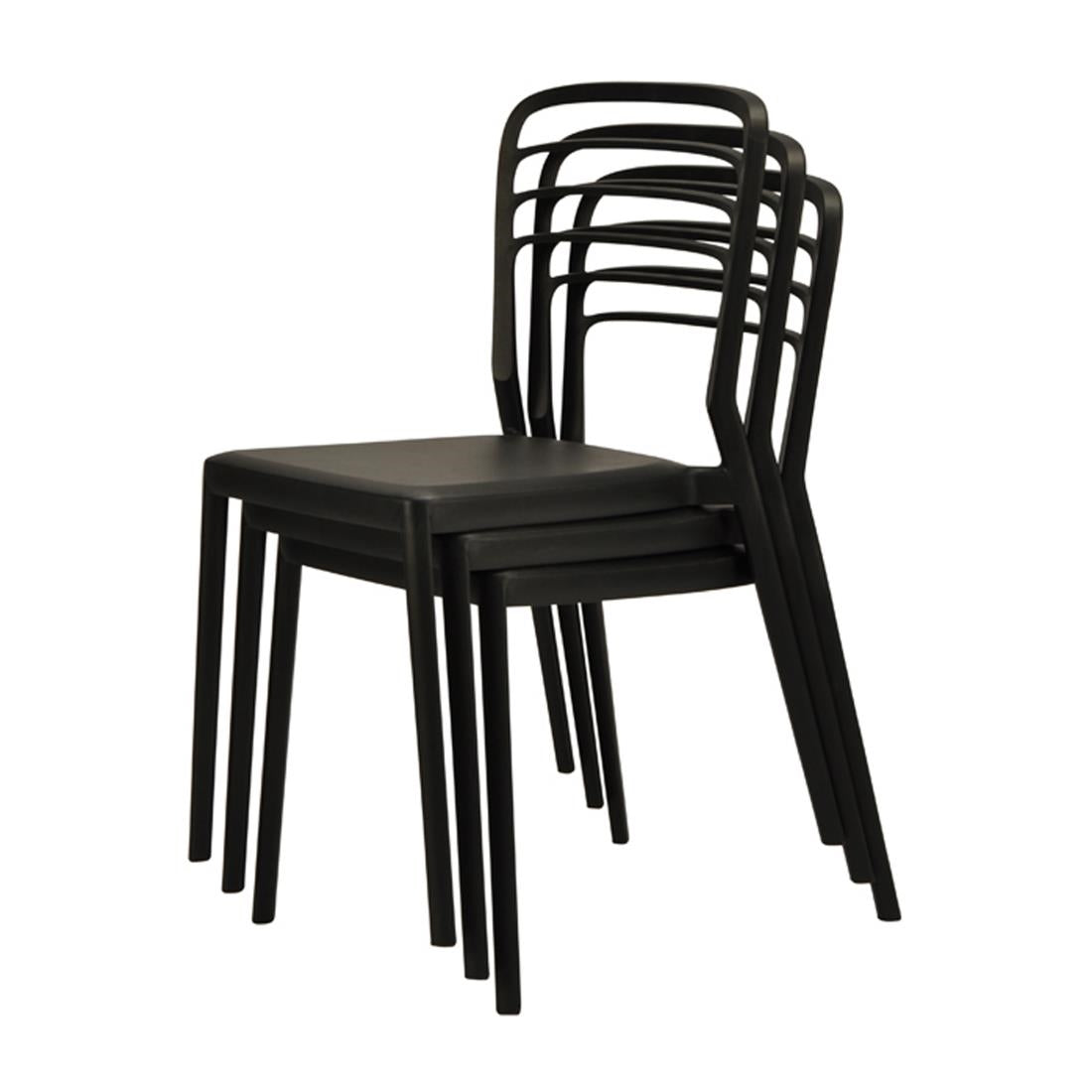 Newquay Ocean Plastic Outdoor Chairs Black (4 Pack)