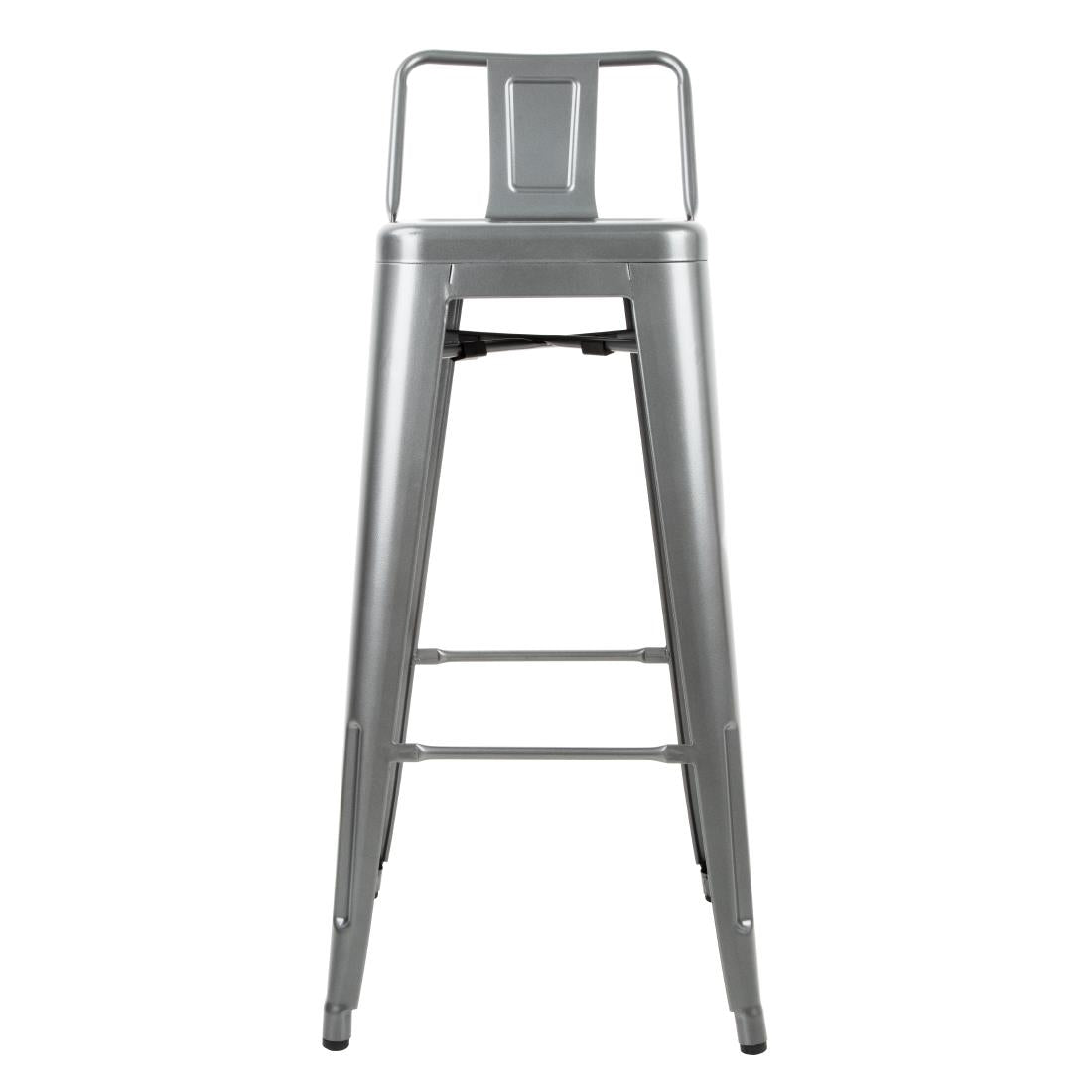 Bolero Bistro High Stools with Backrest Gun Metal (4 Pack)