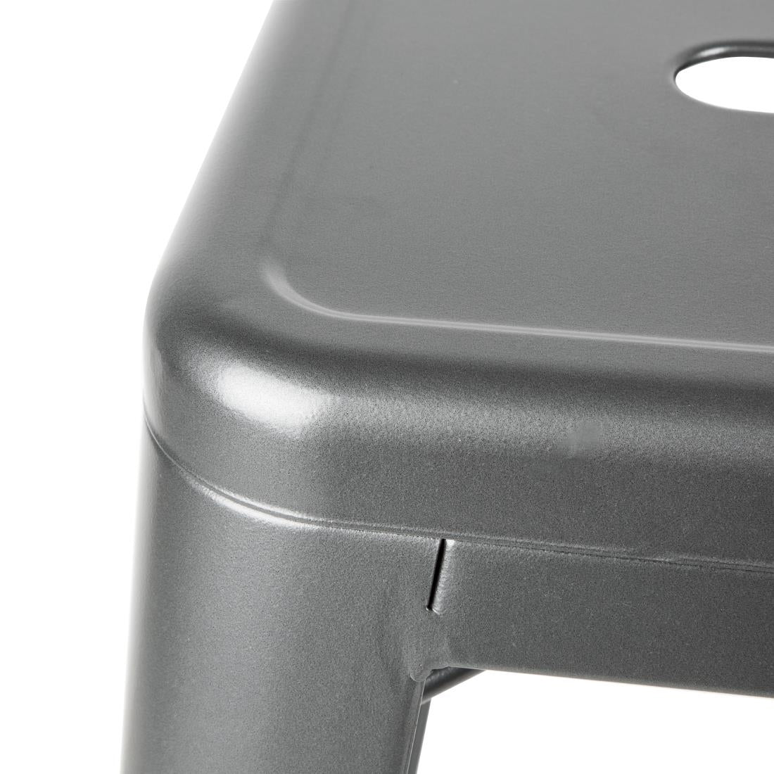 Bolero Bistro High Stools with Backrest Gun Metal (4 Pack)