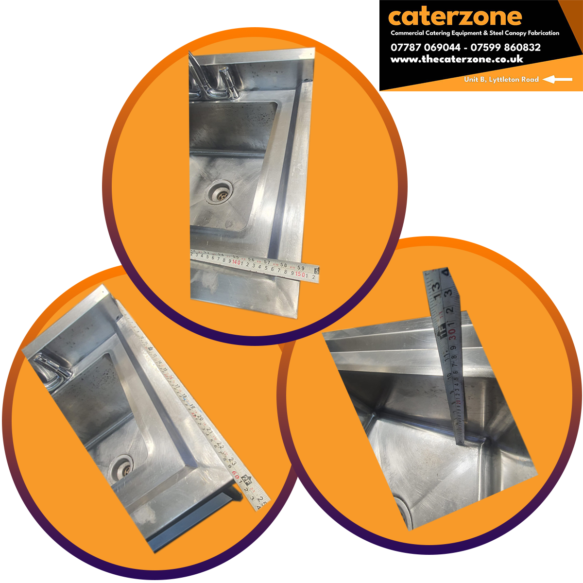 Commercial Double Sink with left hand drainer 150x60x85cm- USED