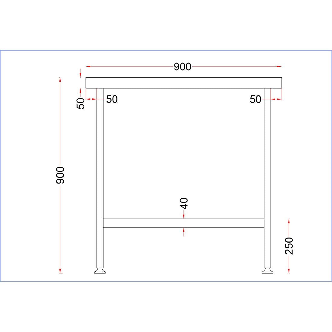 Vogue Stainless Steel Centre Table 900x600mm