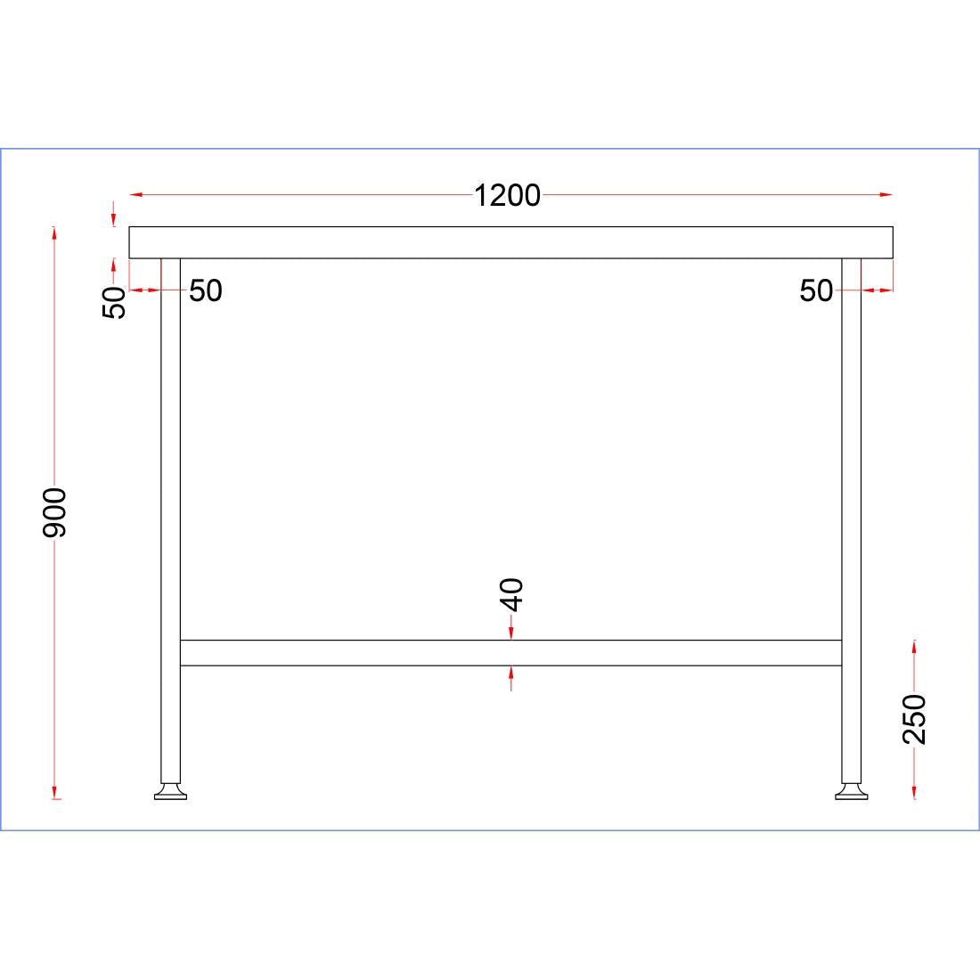 Vogue Stainless Steel Centre Table 1200x600mm