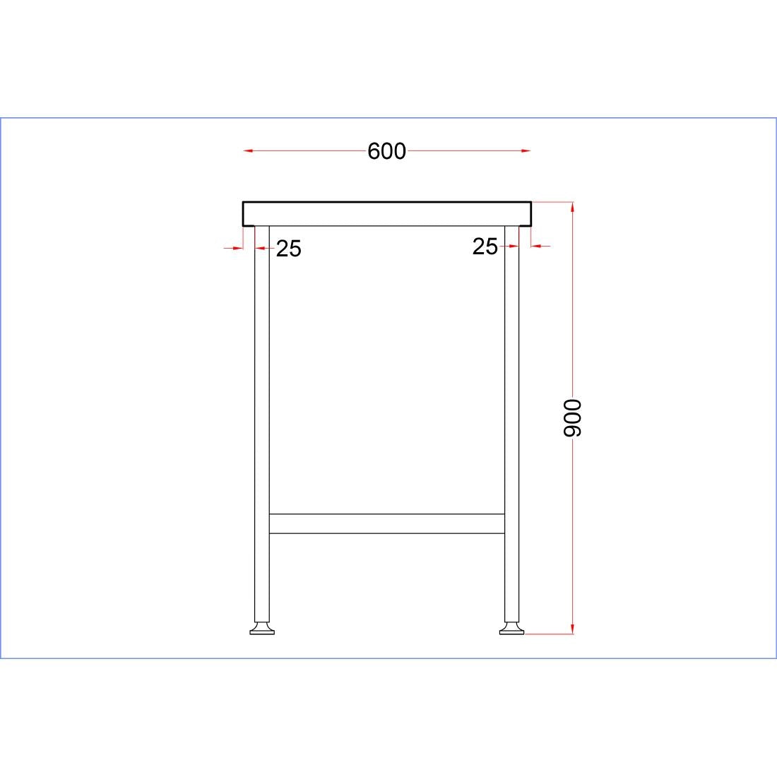 Vogue Stainless Steel Centre Table 1200x600mm