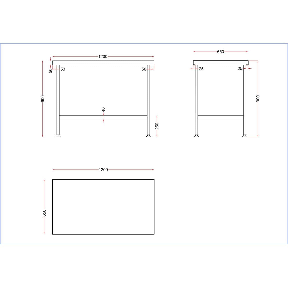 Vogue Stainless Steel Centre Table 1200x650mm