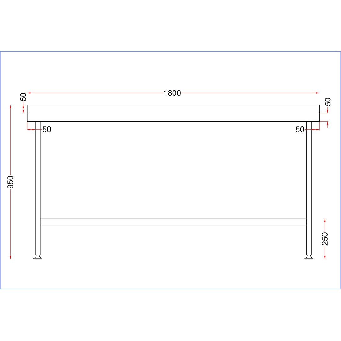 Vogue Stainless Steel Centre Table 1800x650mm