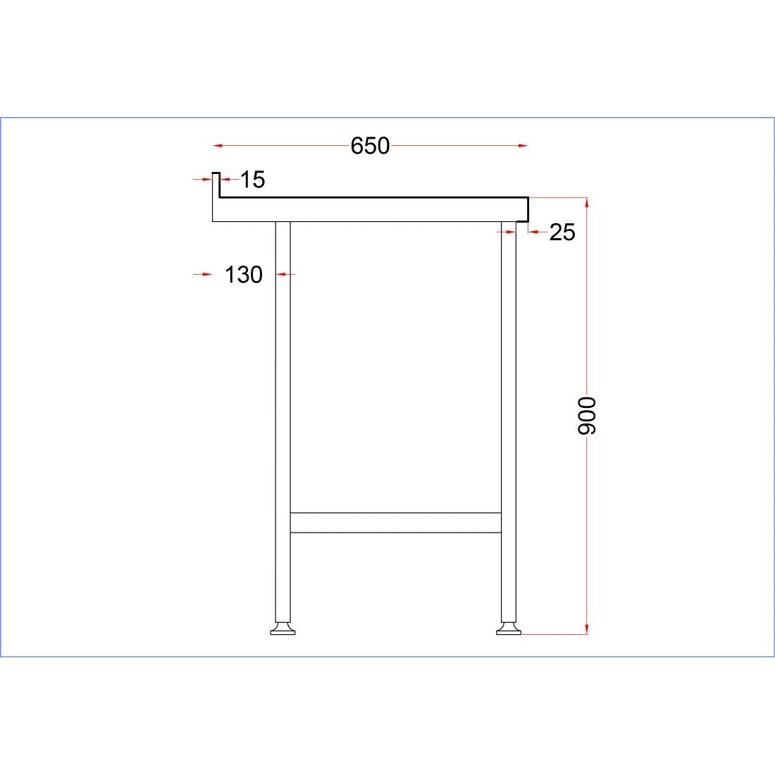 Vogue Stainless Steel Centre Table 1800x650mm