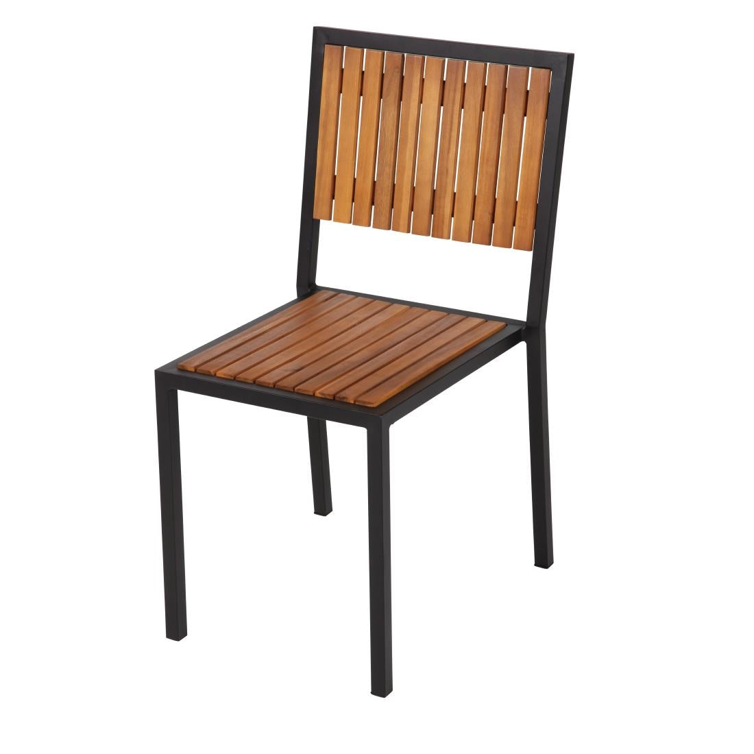 Bolero Steel & Acacia Side Chairs (4 Pack)
