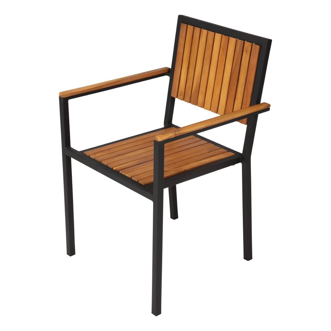 Bolero Steel & Acacia Armchairs (4 Pack)