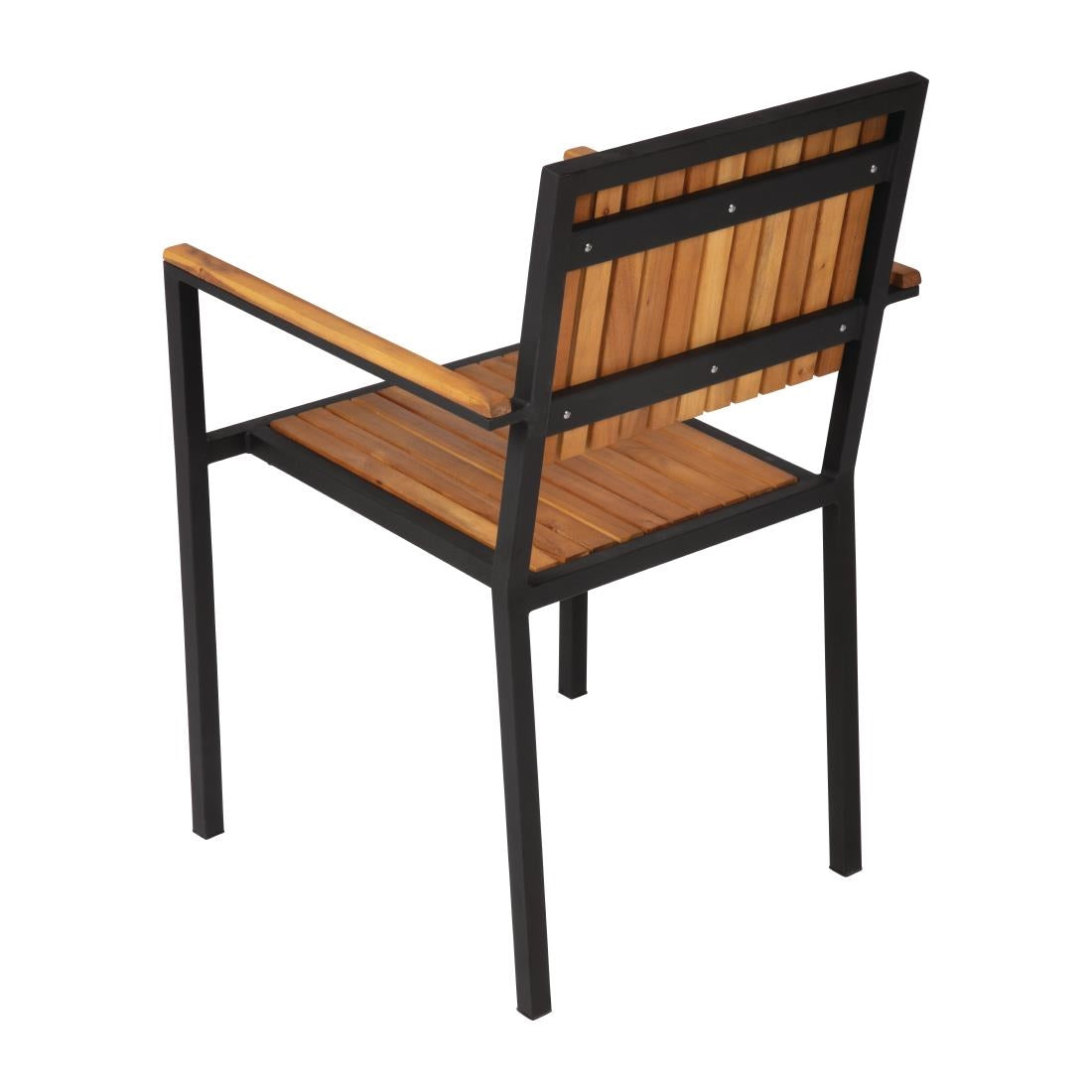Bolero Steel & Acacia Armchairs (4 Pack)