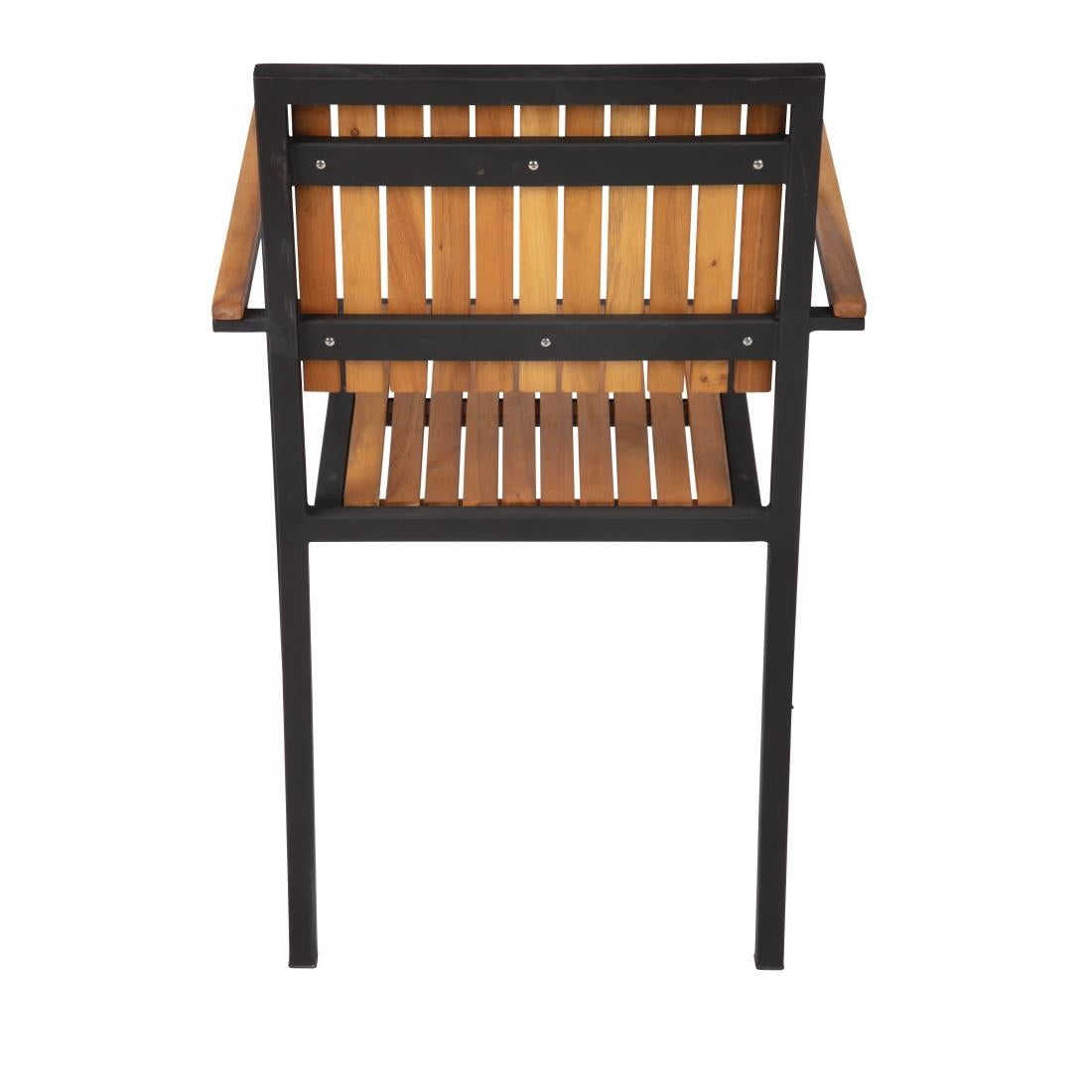 Bolero Steel & Acacia Armchairs (4 Pack)