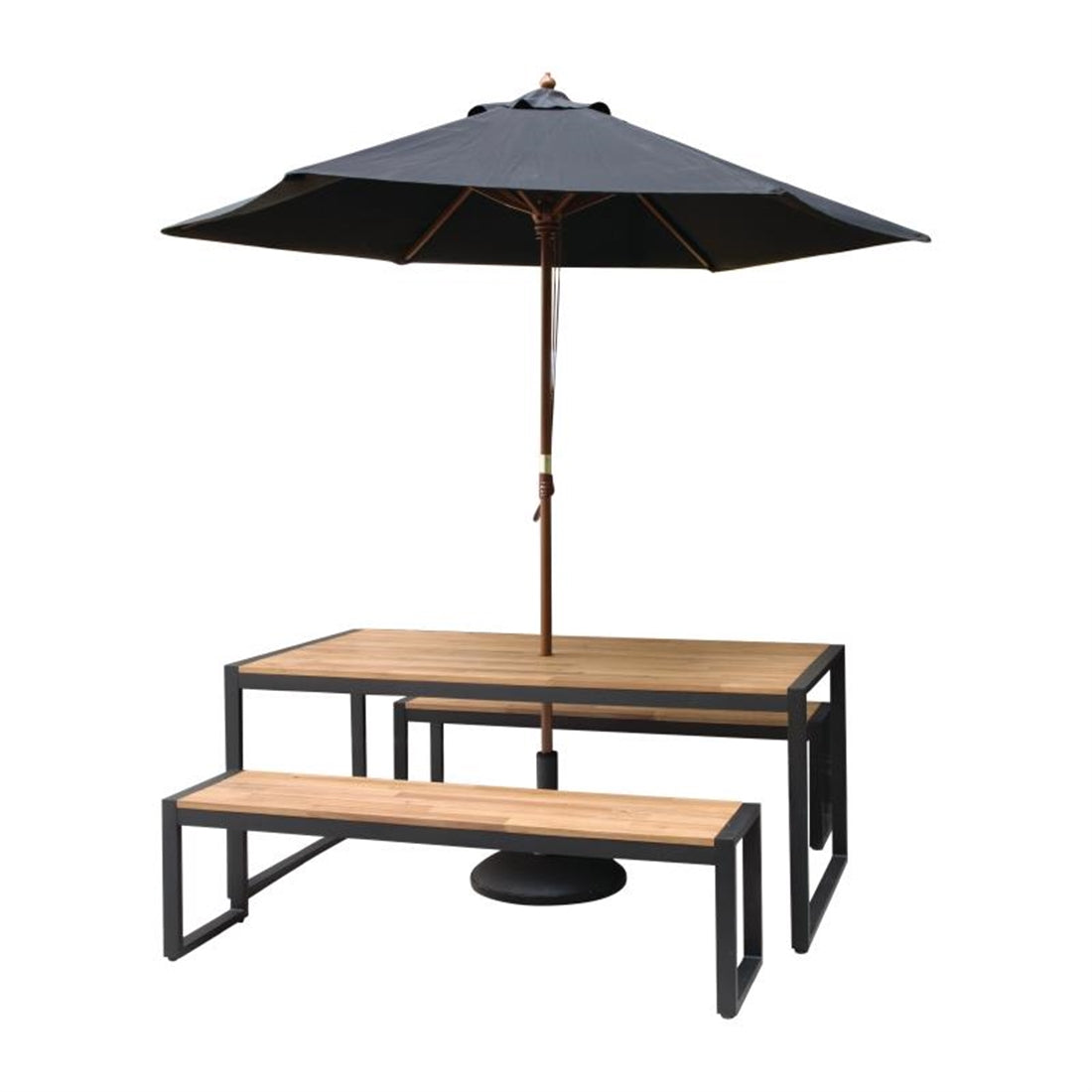 Bolero Acacia Wood and Steel Rectangular Industrial Table 1800mm