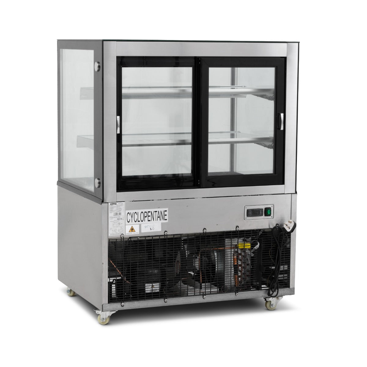 Flat Glass Triple Tier Refrigerated Serve Over Corner Counter