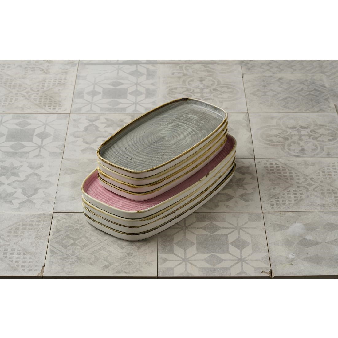 Churchill Stonecast Peppercorn Grey Chefs' Walled Oblong Plates 350mm (6 Pack)
